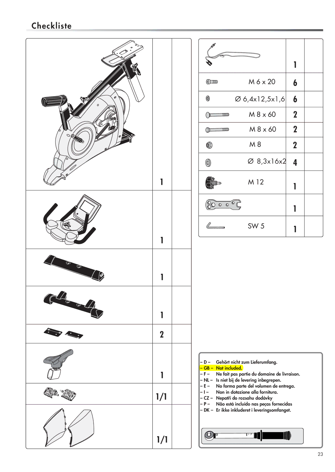 Kettler 07938-180 manual E c k l i s t e, 4x12,5x1,6 3x16x2 