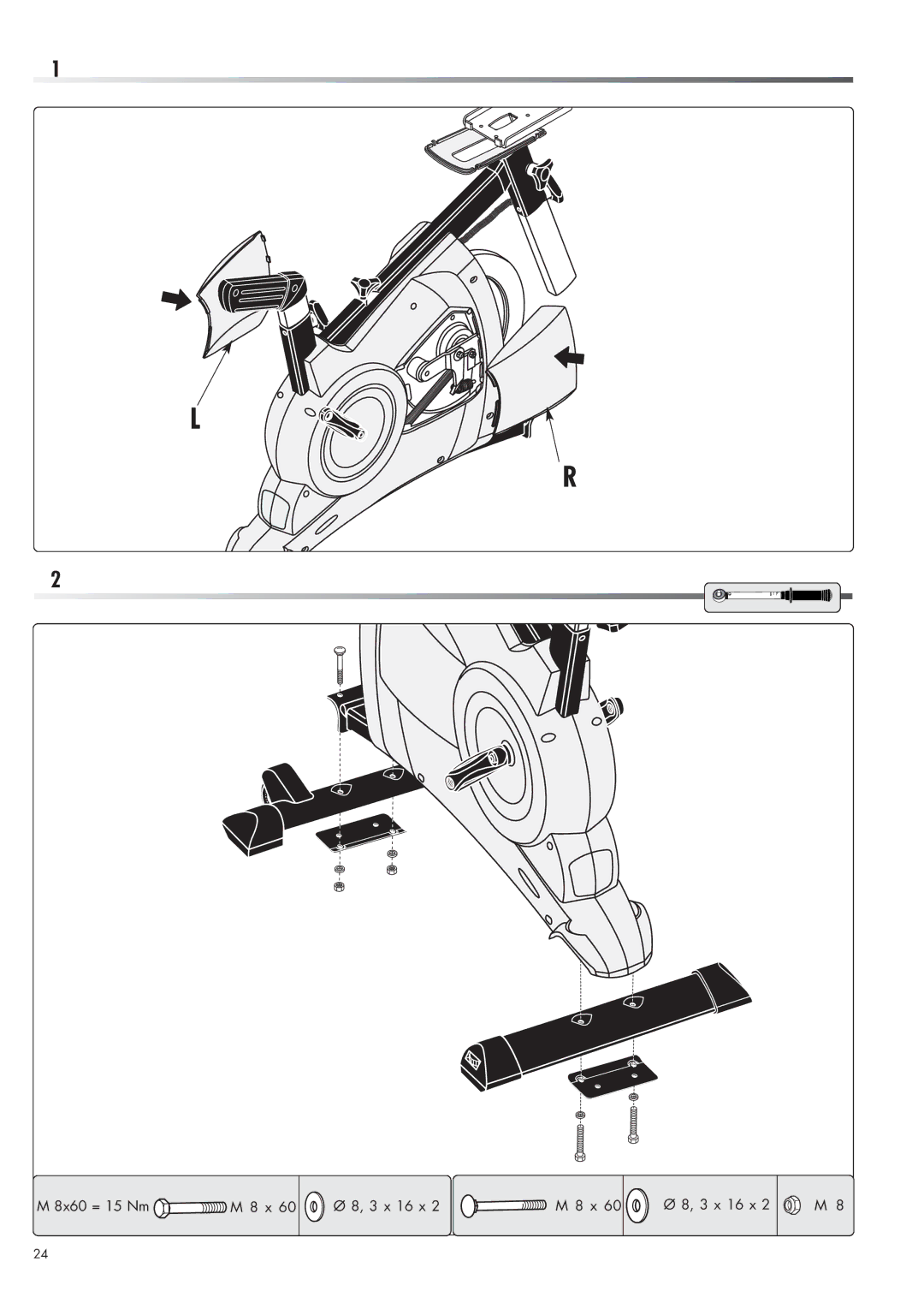 Kettler 07938-180 manual 8x60 = 15 Nm M 8 x 3 x 16 x 