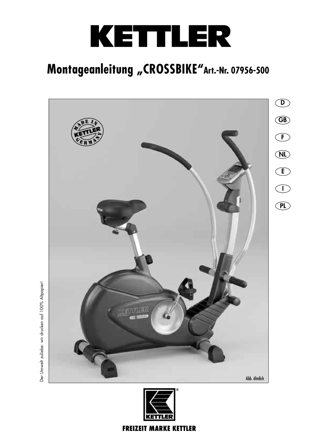 Kettler manual Montageanleitung „CROSSBIKEArt.-Nr.07956-500 