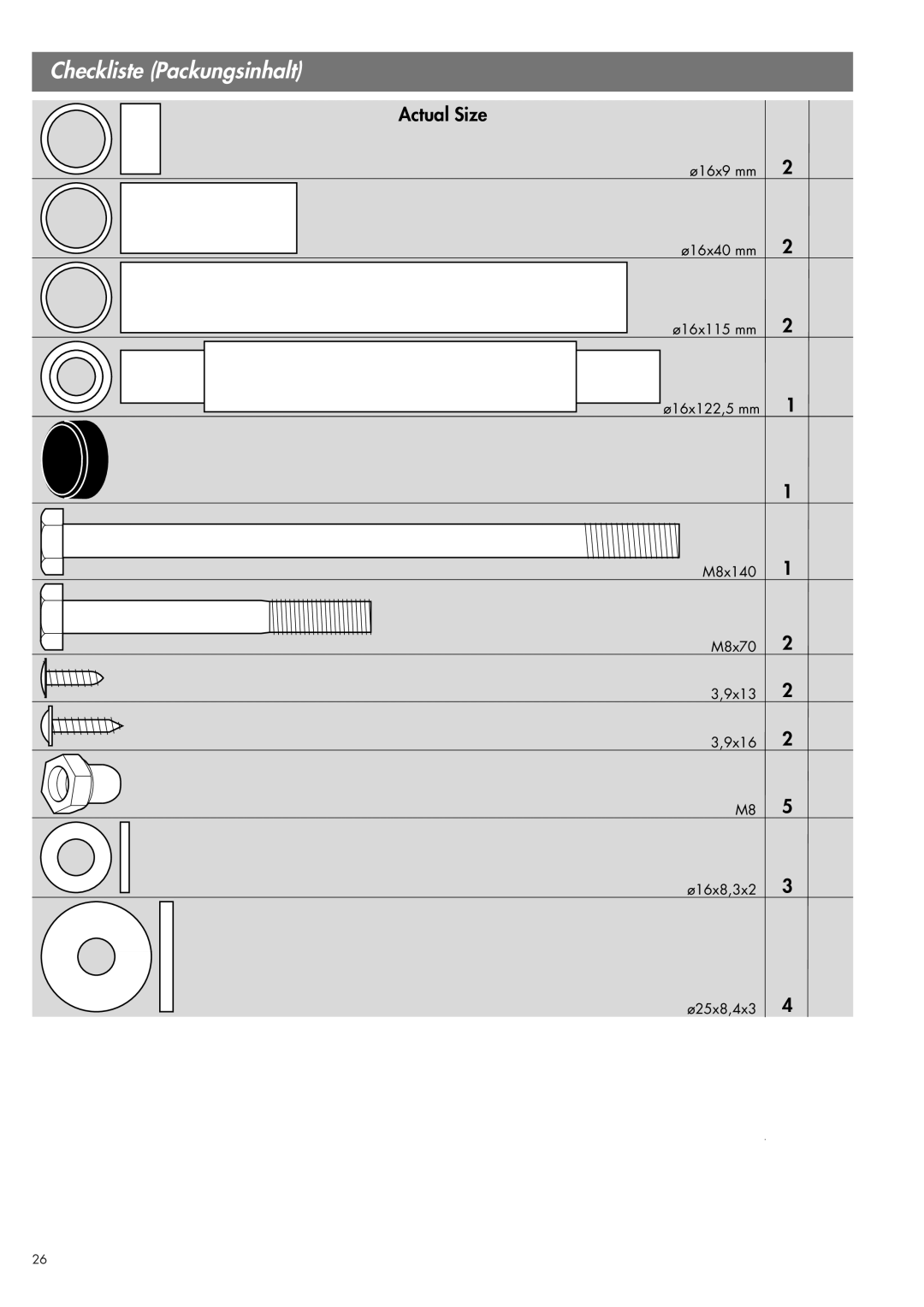 Kettler 07975-100 manual Actual Size 