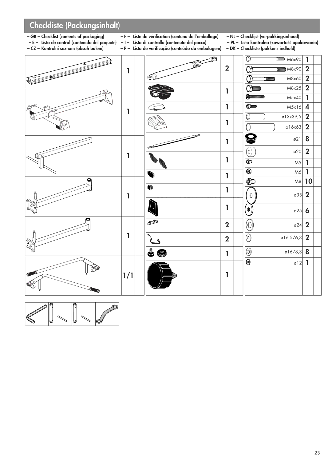 Kettler 07977-900 manual Checkliste Packungsinhalt 