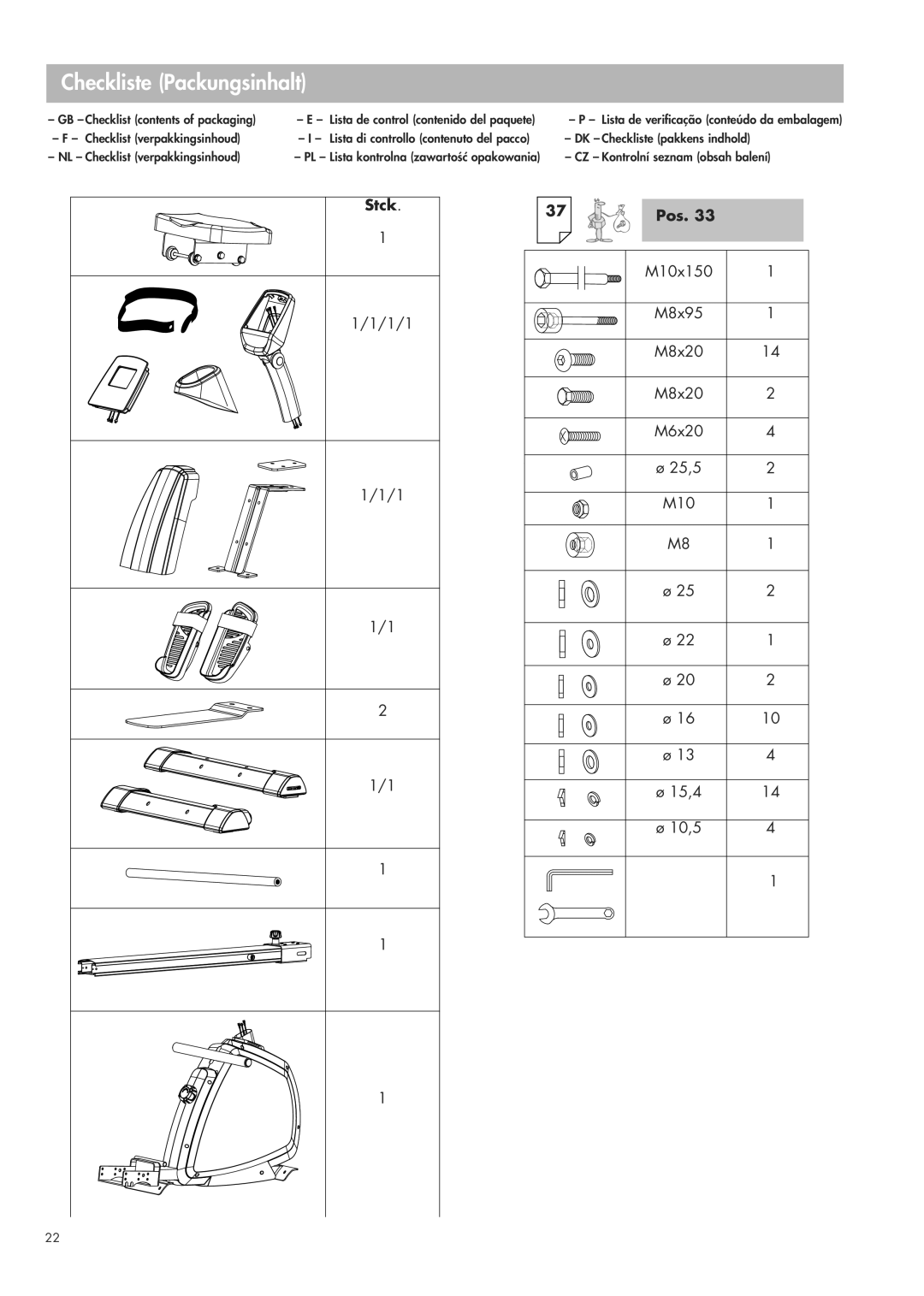 Kettler 07982-500 manual Checkliste Packungsinhalt, Checklist verpakkingsinhoud 