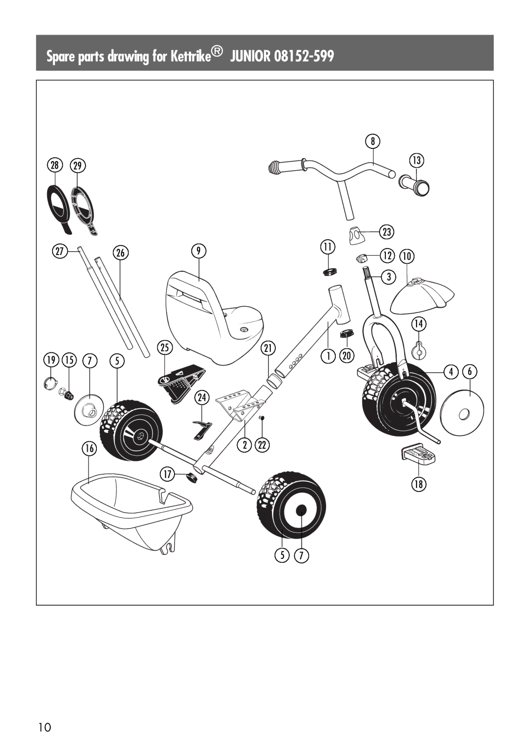 Kettler 08152-599 manual Spare parts drawing for Kettrike Junior 