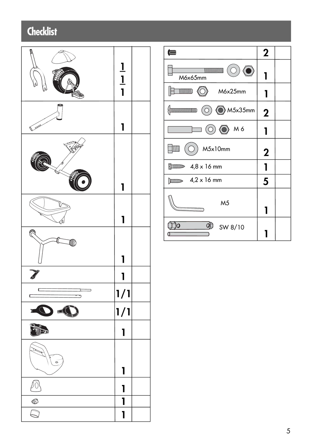 Kettler 08152-599 manual Checklist 