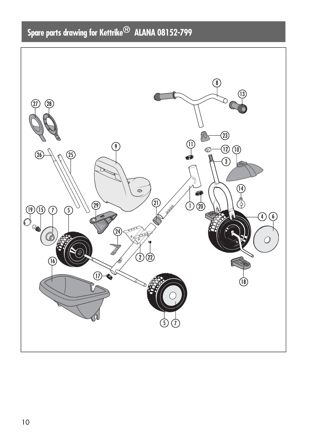 Kettler 08152-799 manual Spare parts drawing for Kettrike Alana 