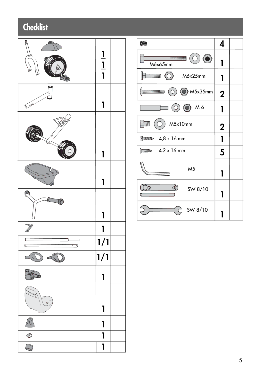 Kettler 08152-799 manual Checklist 