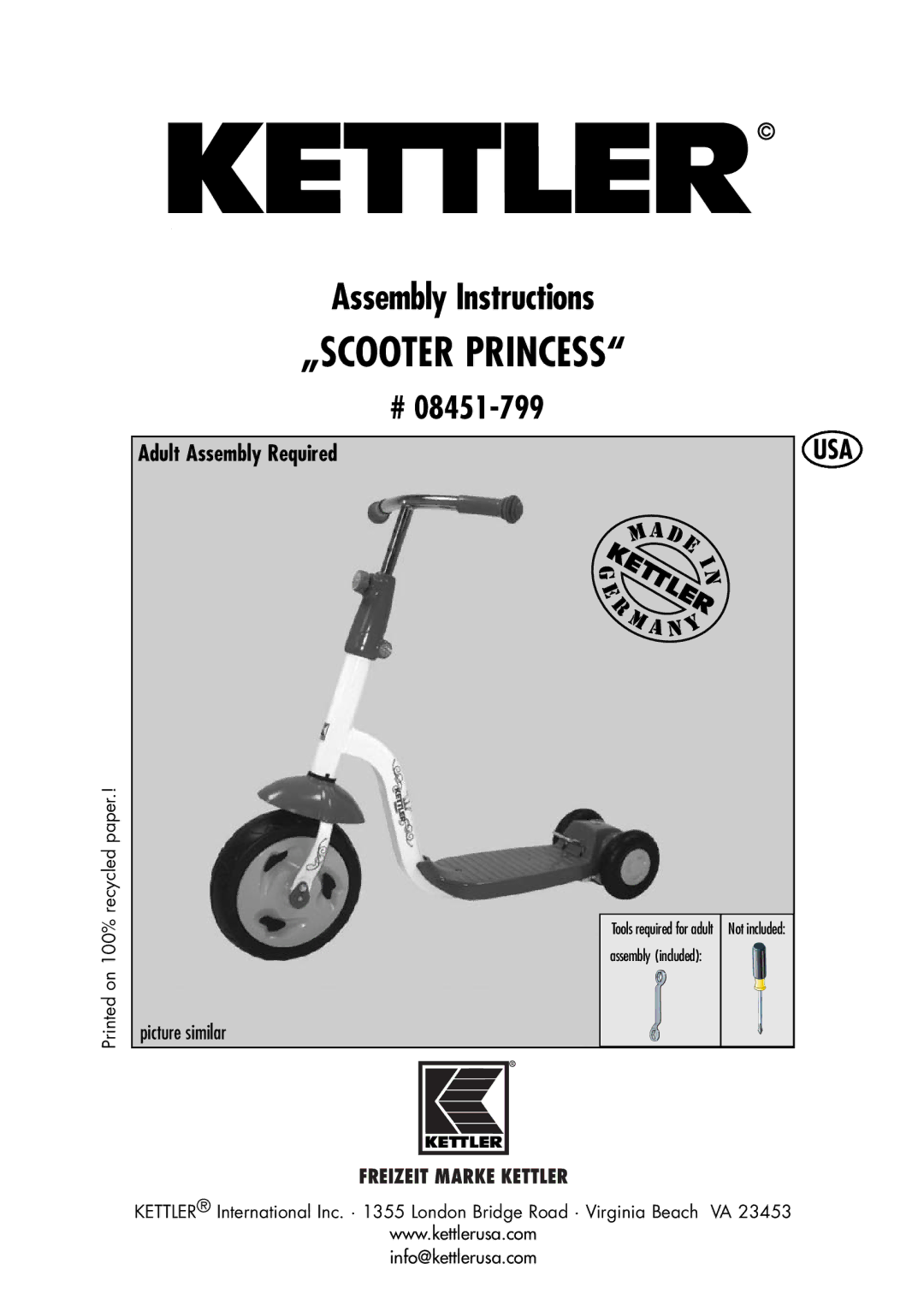 Kettler 08451-799 manual „SCOOTER Princess 