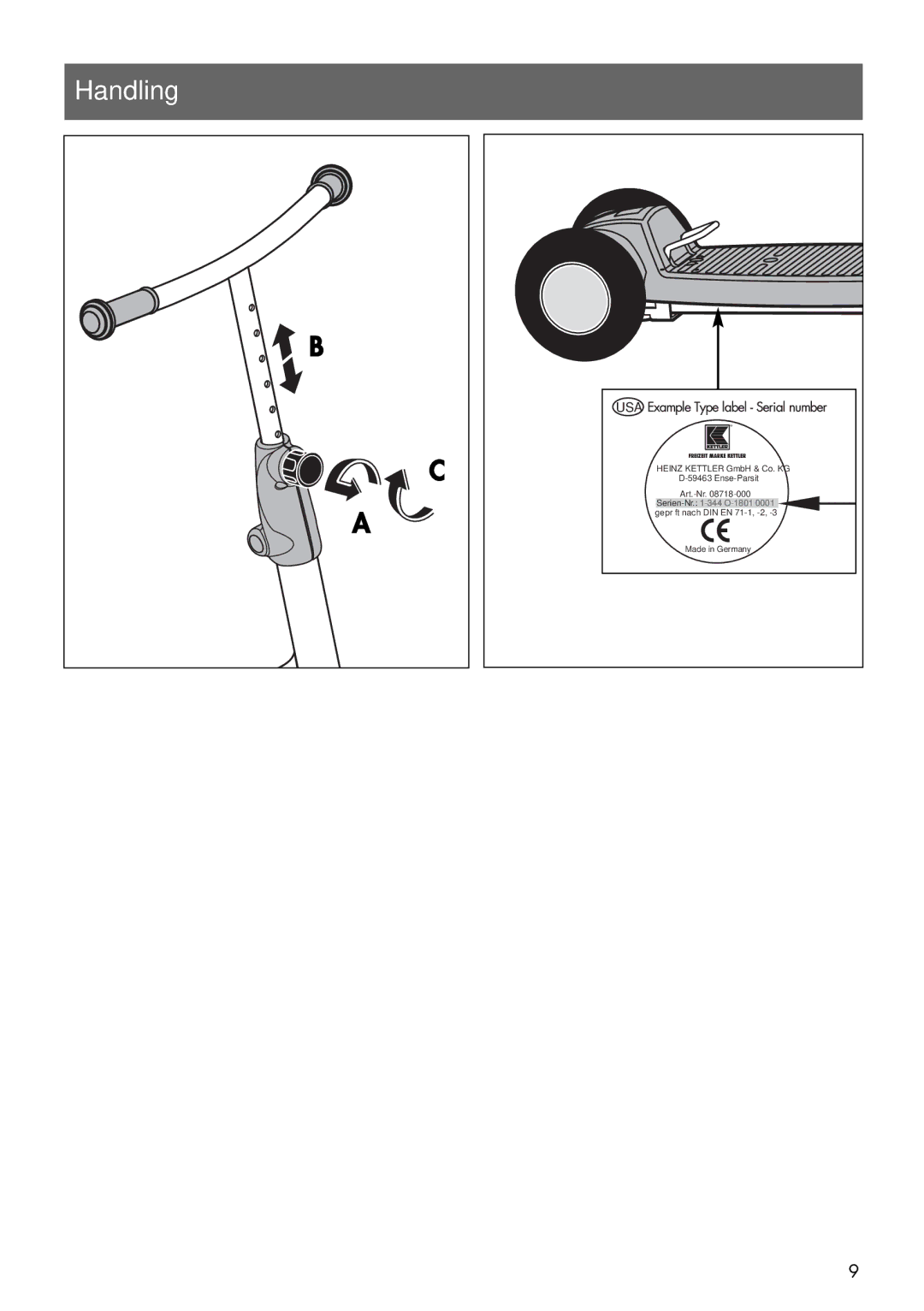 Kettler 08451-799 manual Handling, Usa 