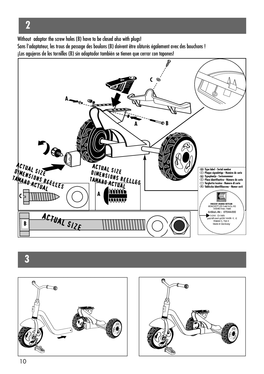 Kettler 08838-399 manual Size 