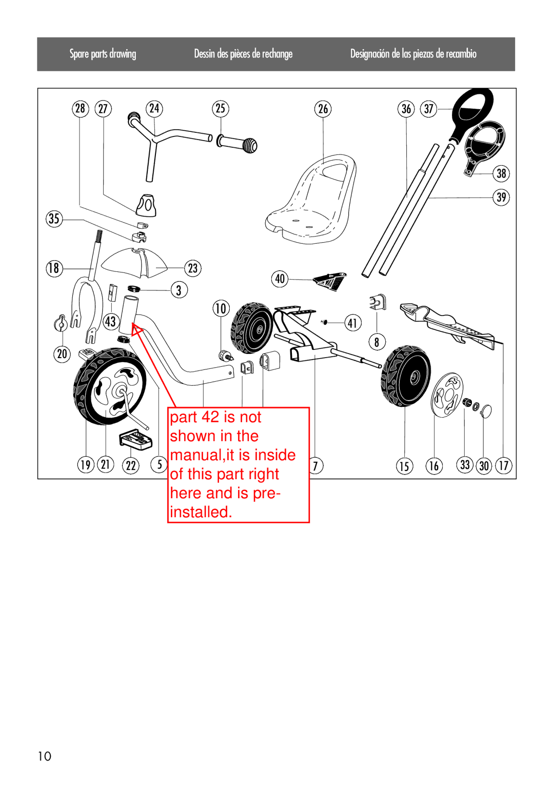 Kettler 08838-399 manual Spare parts drawing 