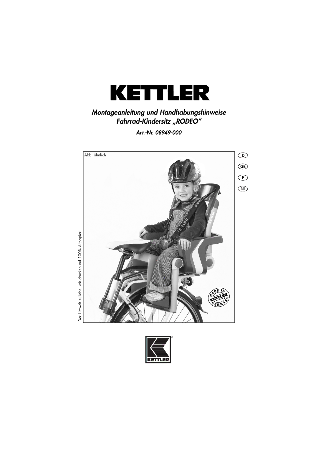 Kettler 08949-000 manual Art.-Nr 