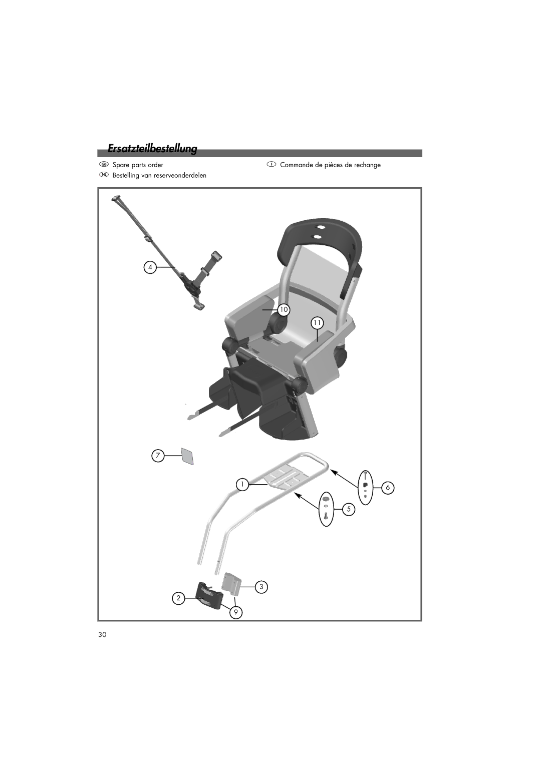 Kettler 08949-000 manual Ersatzteilbestellung 