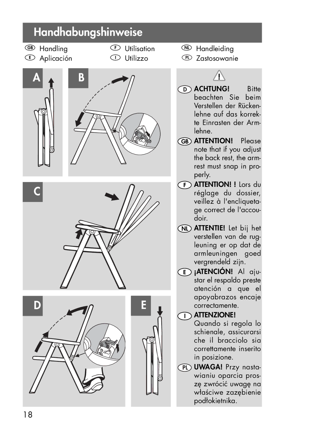 Kettler 1494, 1394 manual Handhabungshinweise 