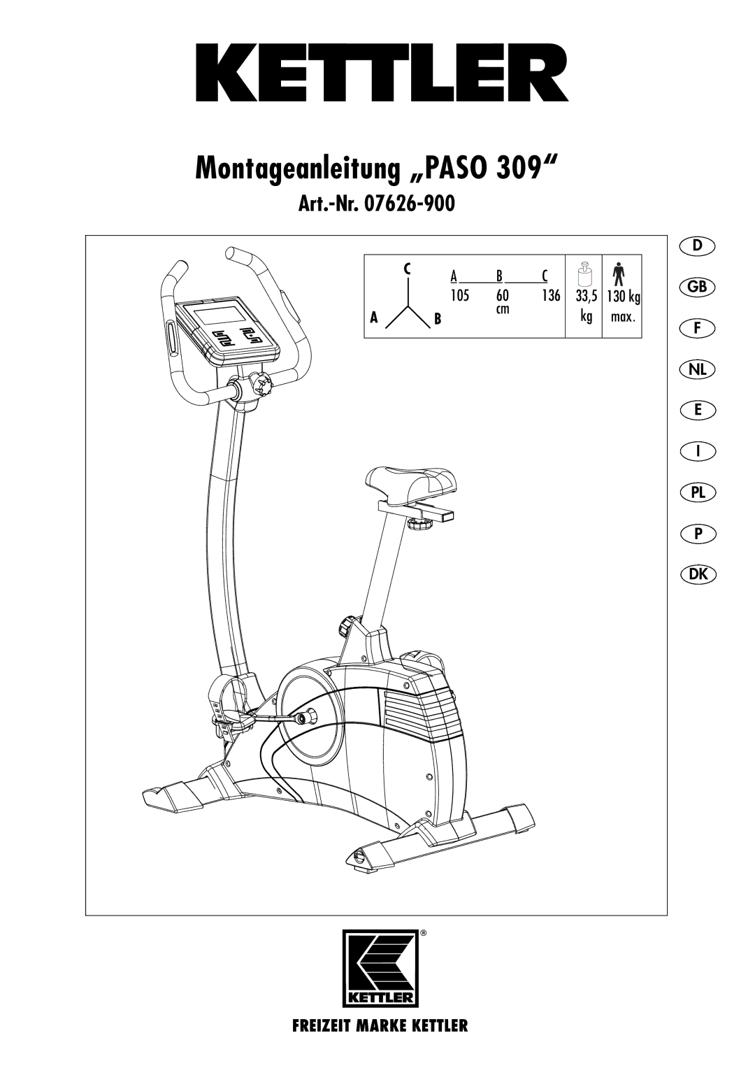 Kettler 309 manual Montageanleitung „PASO 