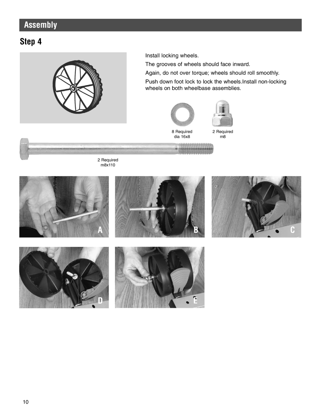 Kettler 7136-000-500, 7176-000-090-500 manual Required Dia Required m8x110 