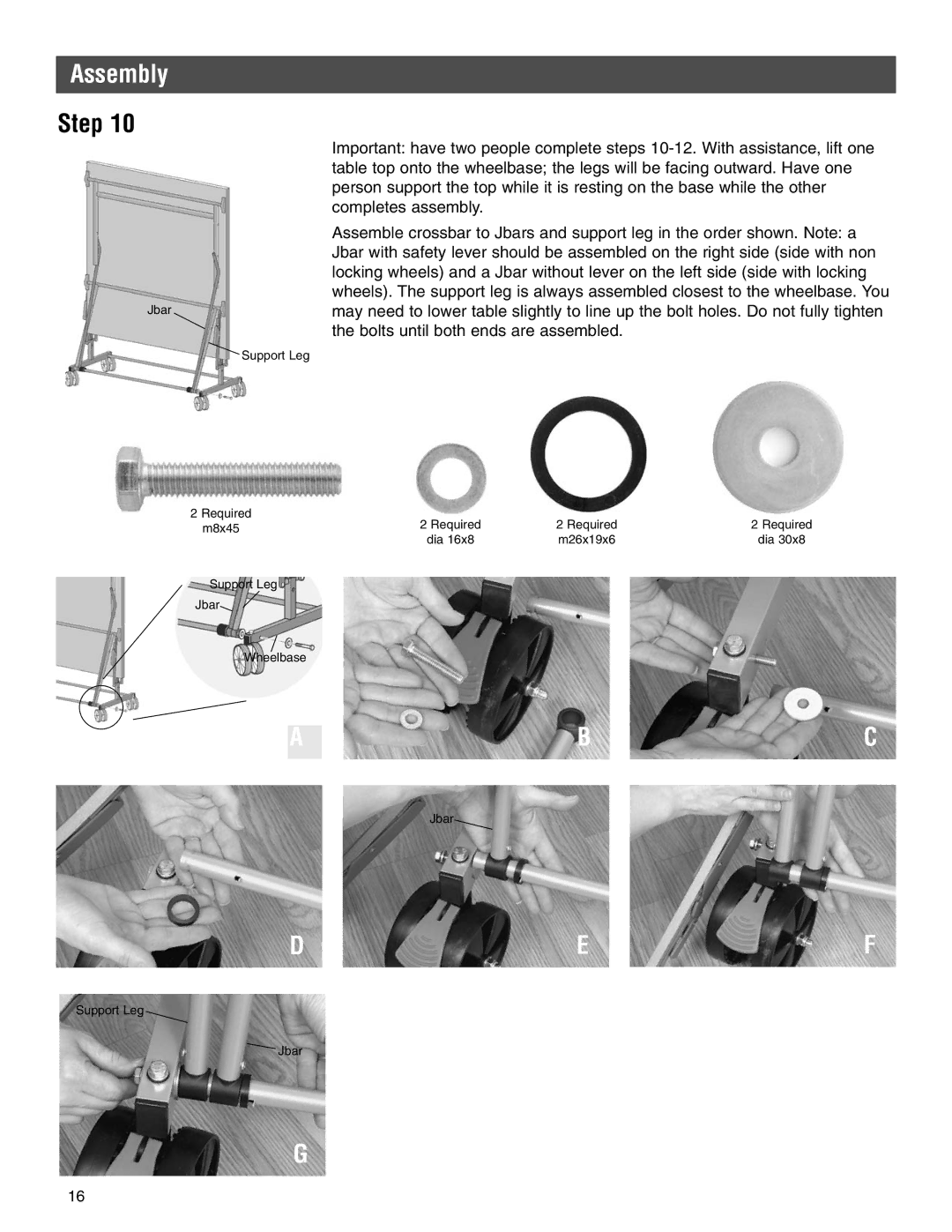 Kettler 7136-000-500, 7176-000-090-500 manual Jbar Support Leg 