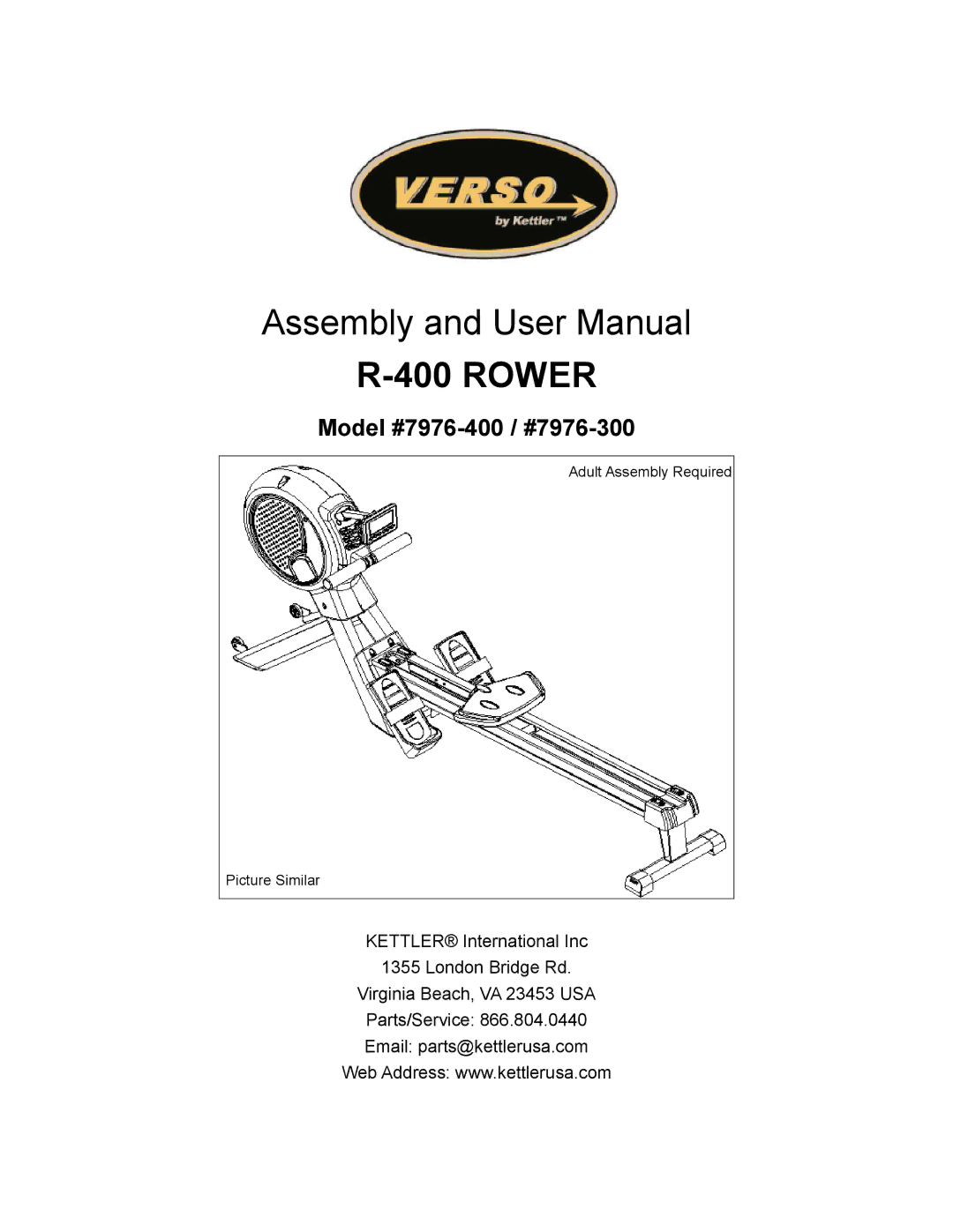 Kettler 7976-300, 7976-400 user manual Rower 