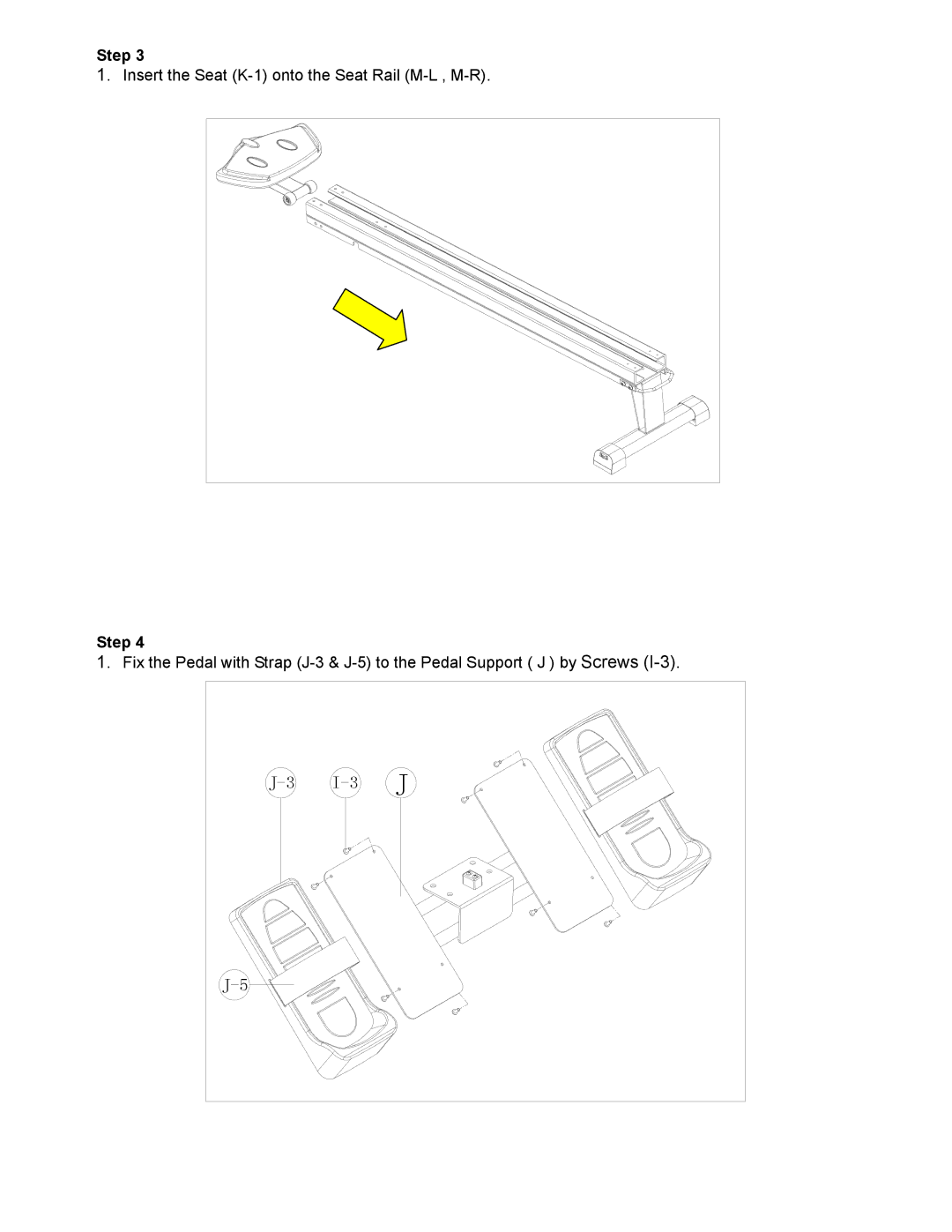 Kettler 7976-400, 7976-300 user manual Insert the Seat K-1 onto the Seat Rail M-L , M-R 