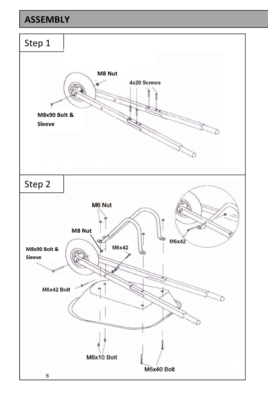 Kettler 8411-182 manual Assembly, M8 Nut M8x90 Bolt Sleeve, Step 