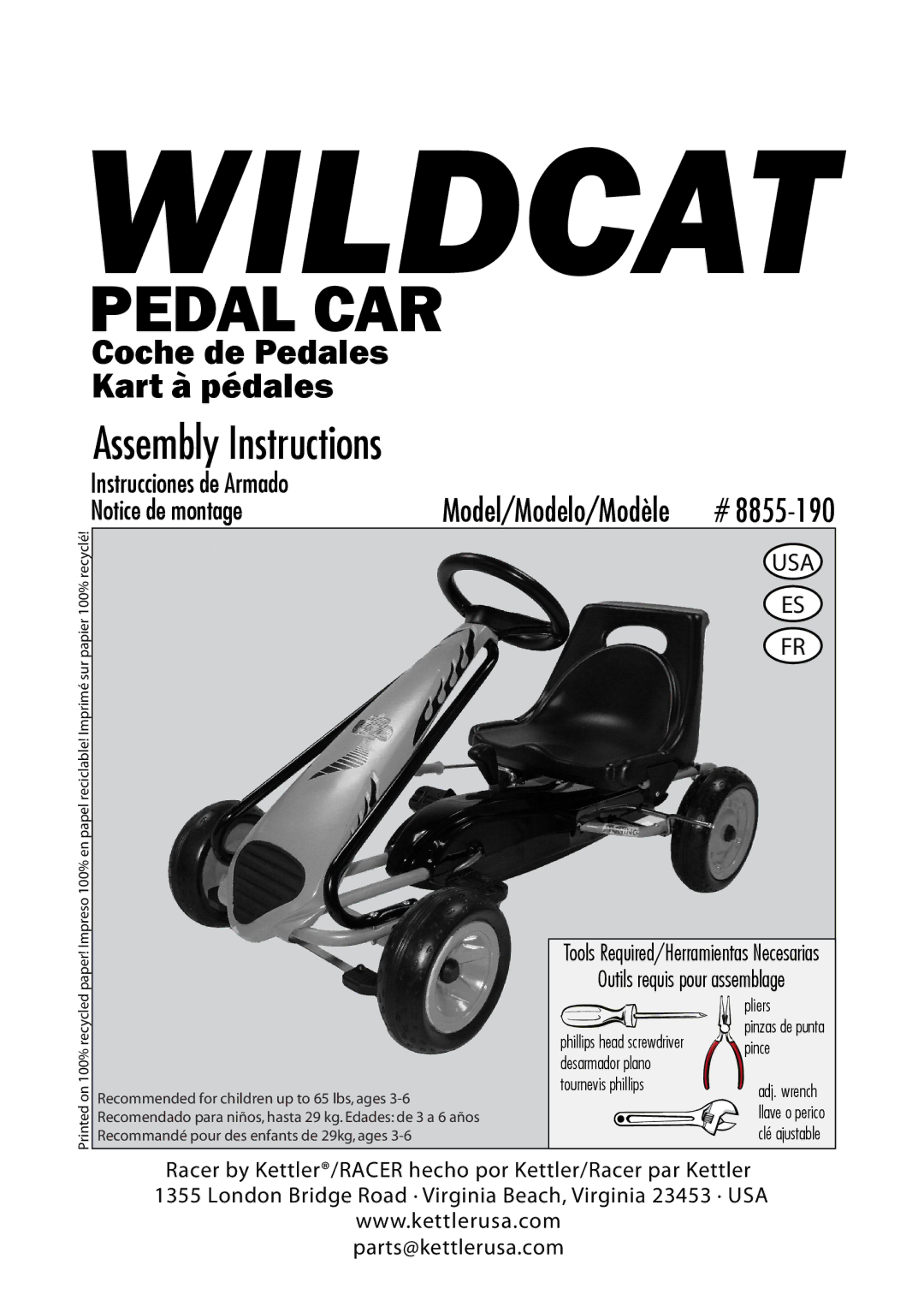 Kettler 8855-190 manual Wildcat 