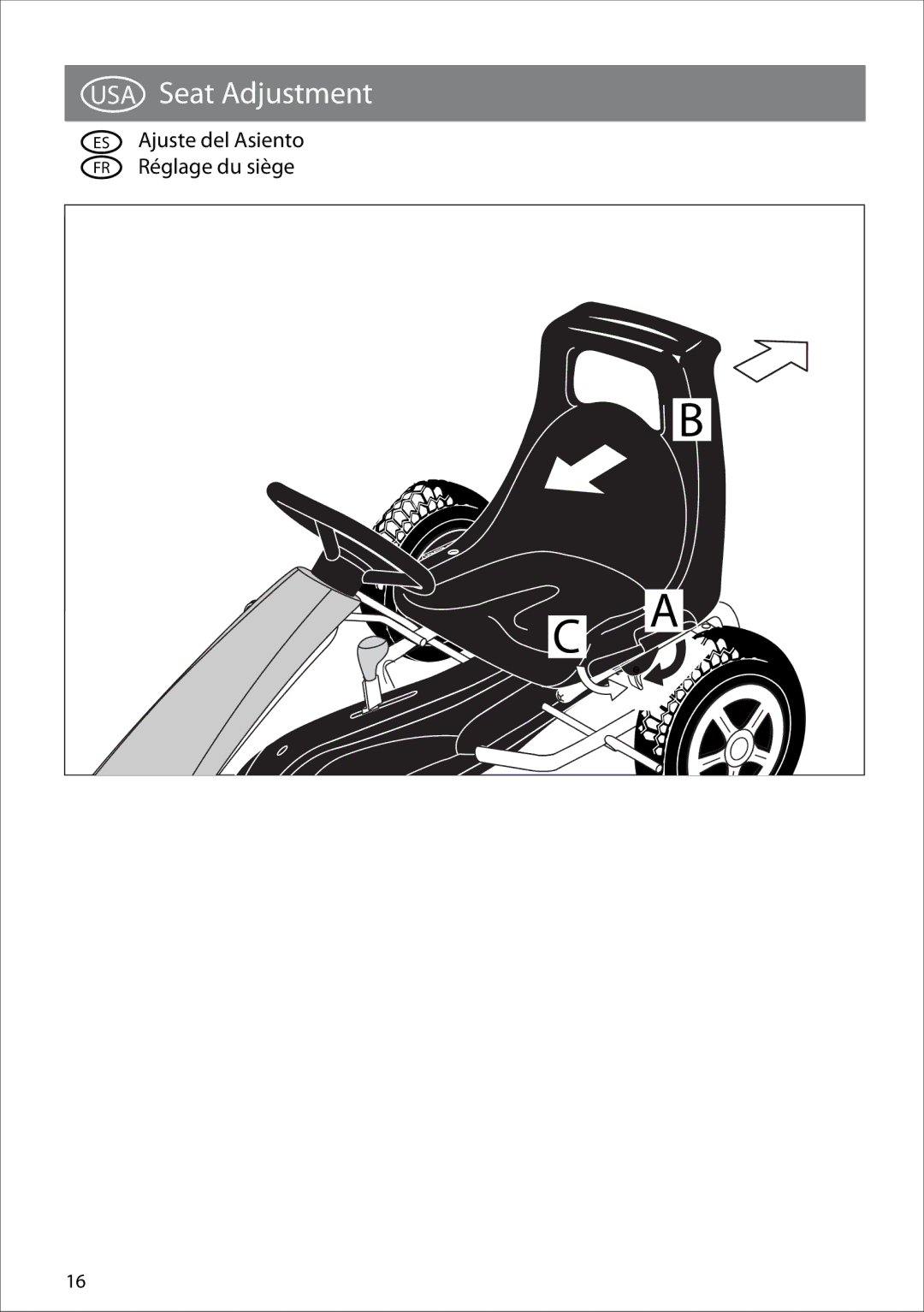 Kettler 8855-190 manual Seat Adjustment 