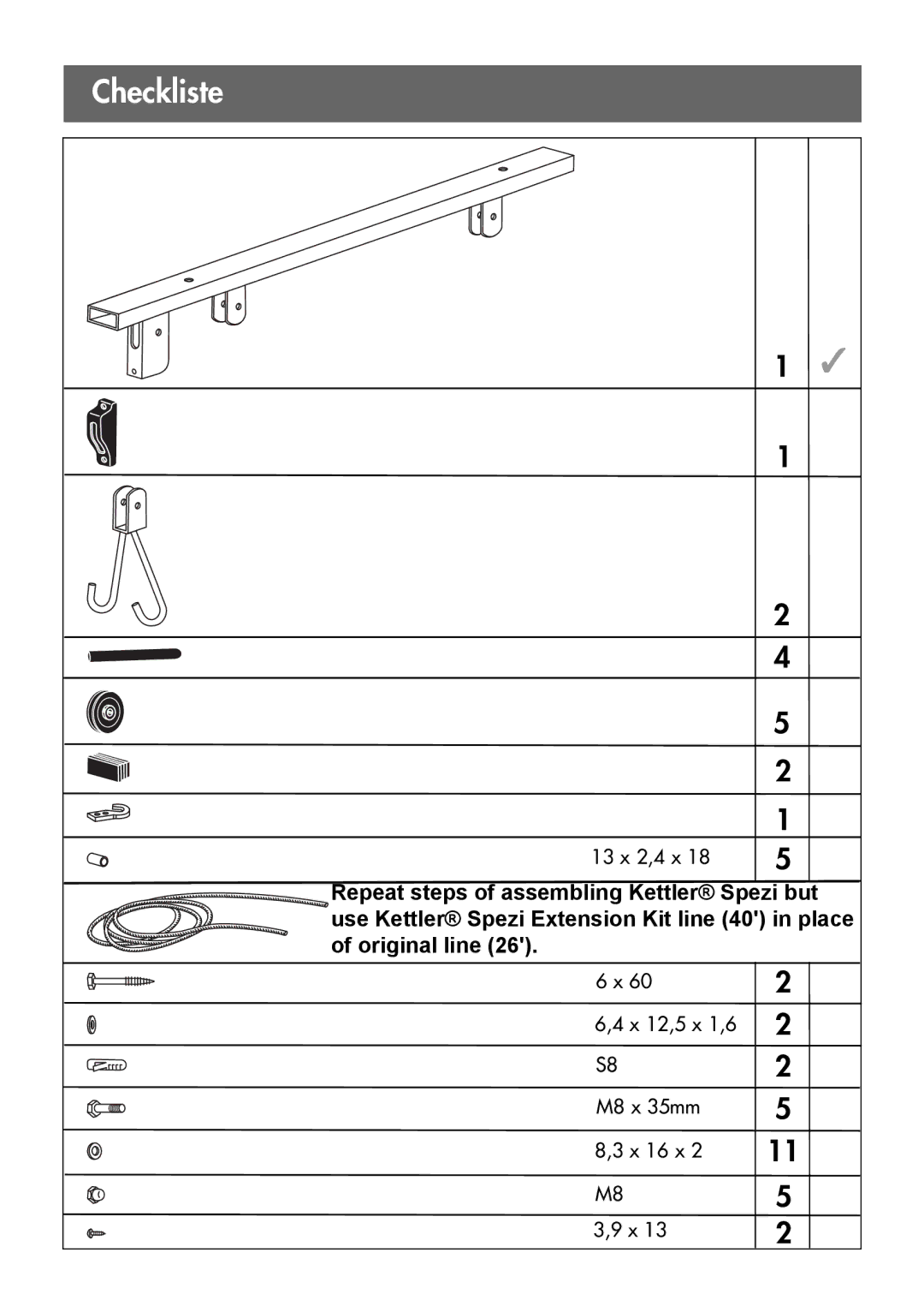 Kettler 8959-600 manual Checkliste 