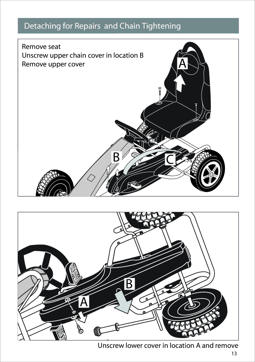 Kettler 9981-700 manual Detaching for Repairs and Chain Tightening 