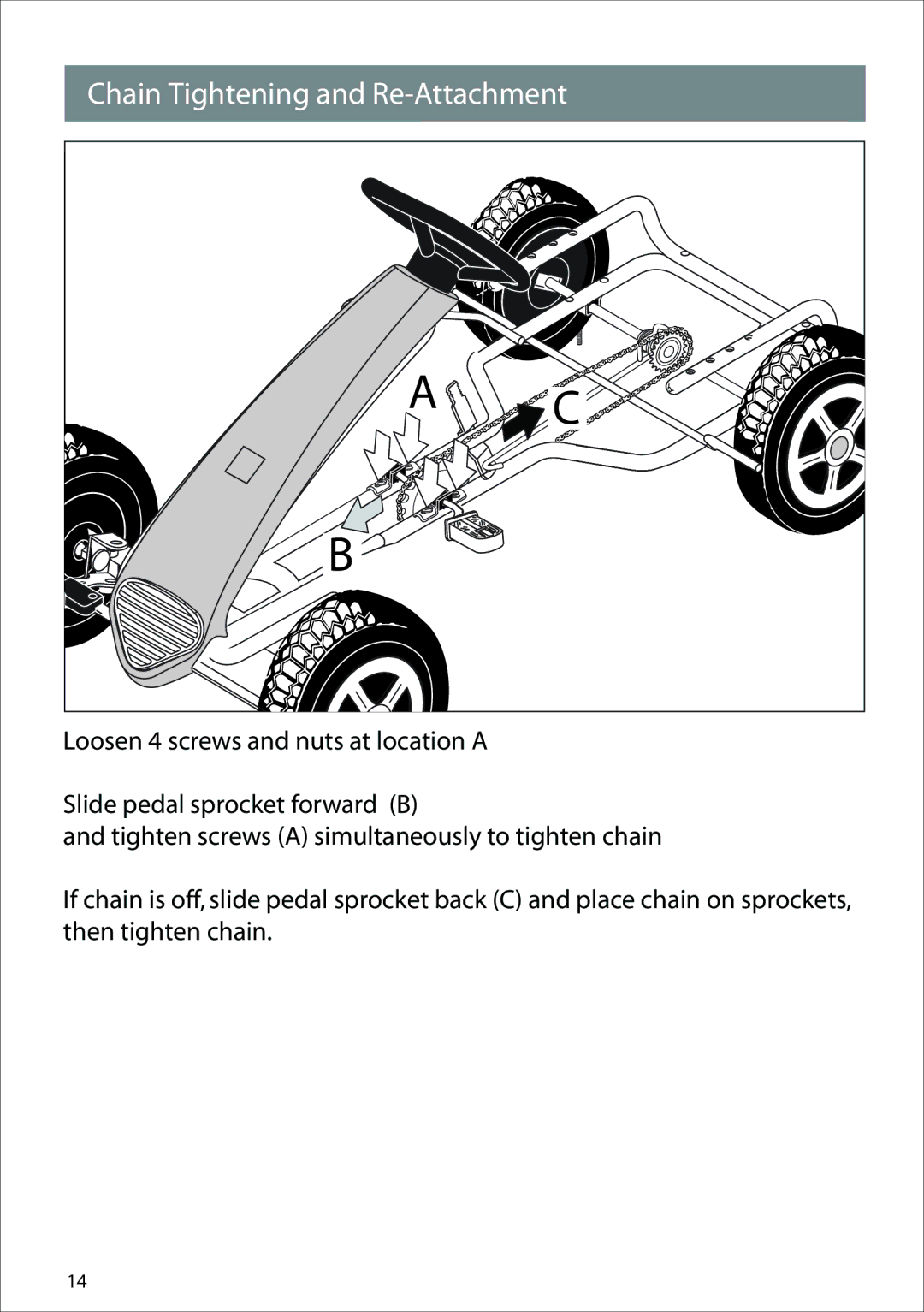 Kettler 9981-700 manual Chain Tightening and Re-Attachment 