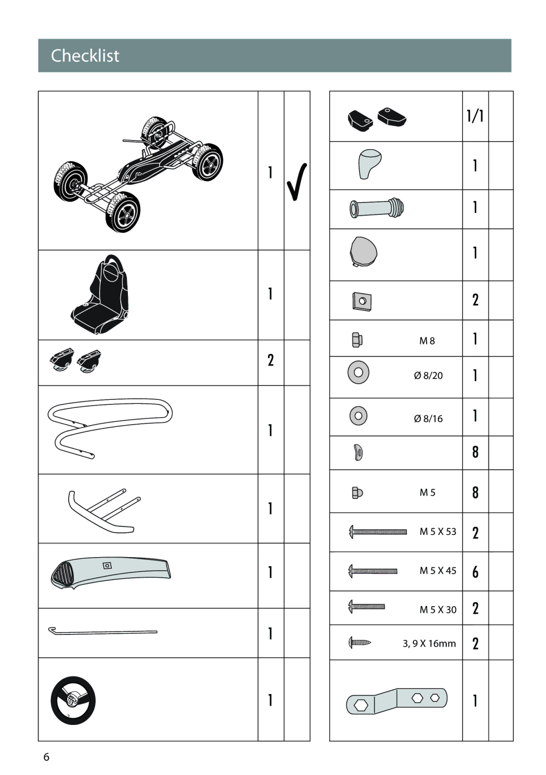 Kettler 9981-700 manual Checklist 