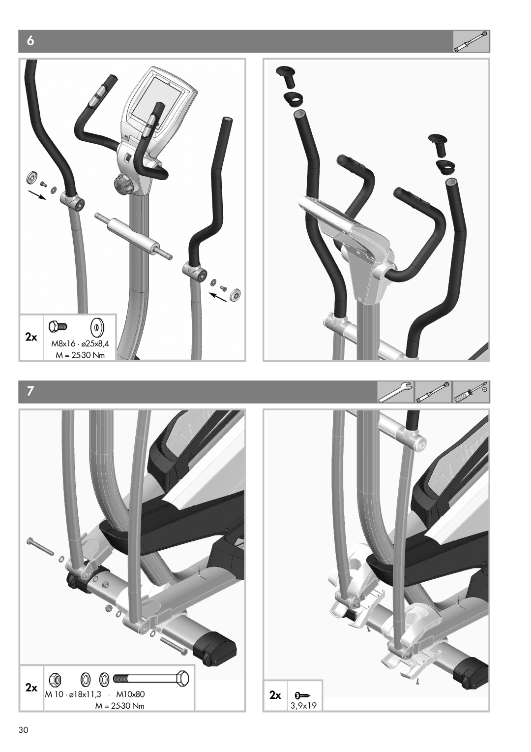 Kettler Art. -MR. 07650-000 manual M8x16 · ø25x8,4 = 25-30 Nm 10 · ø18x11,3 · M10x80 9x19 