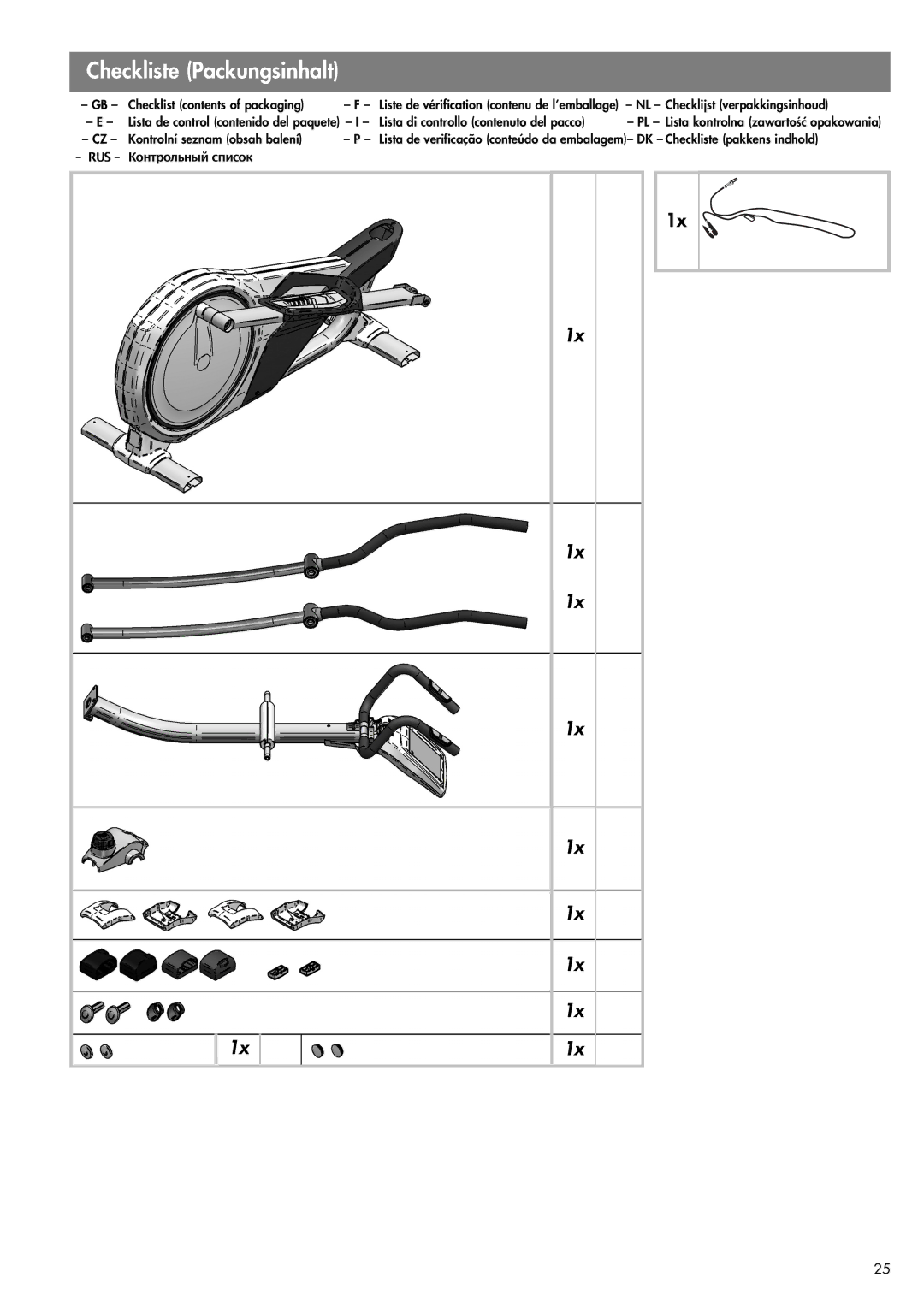 Kettler Art. -MR. 07650-000 manual Checkliste Packungsinhalt 