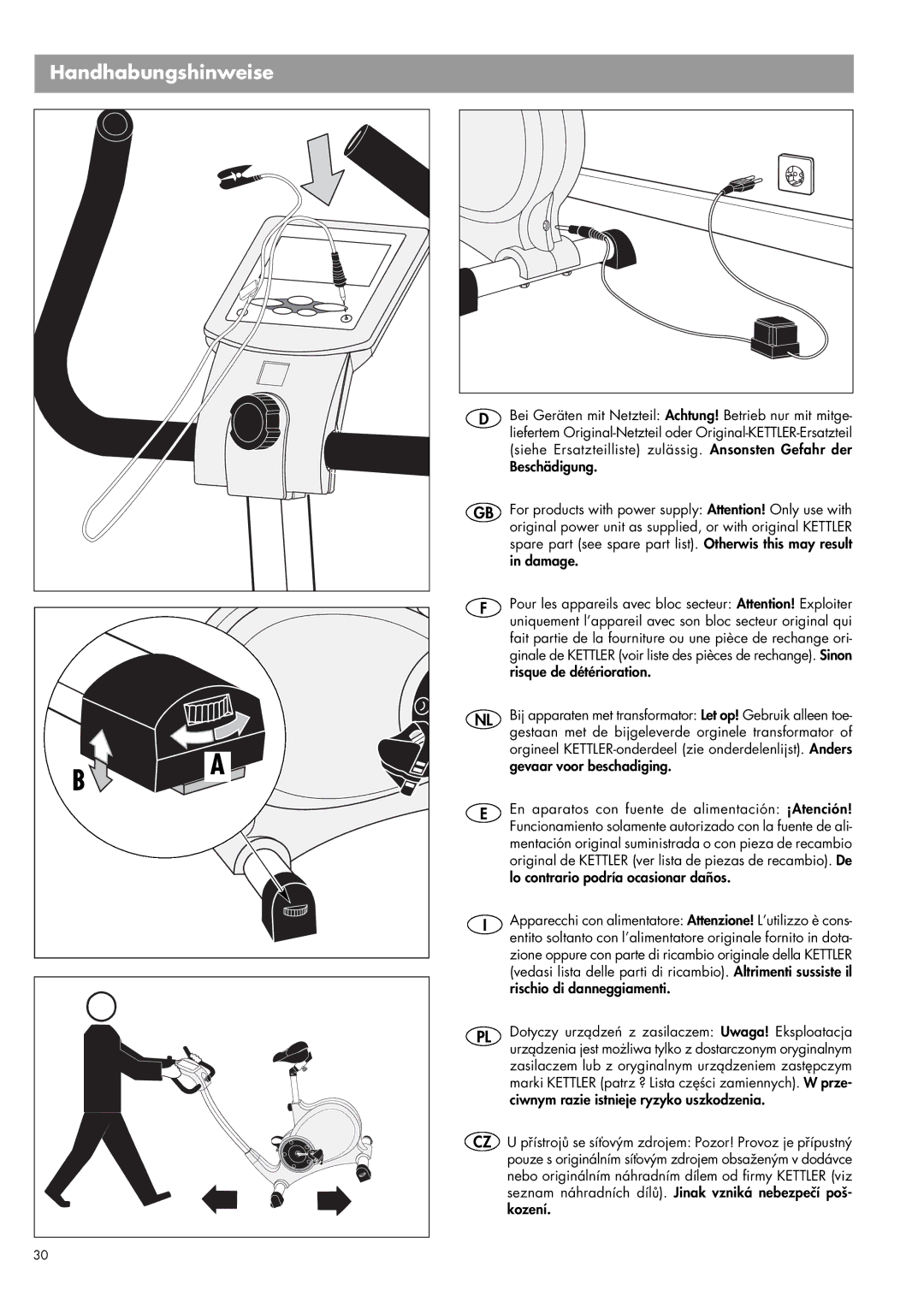 Kettler EX3 manual Gestaan met de bijgeleverde orginele transformator 