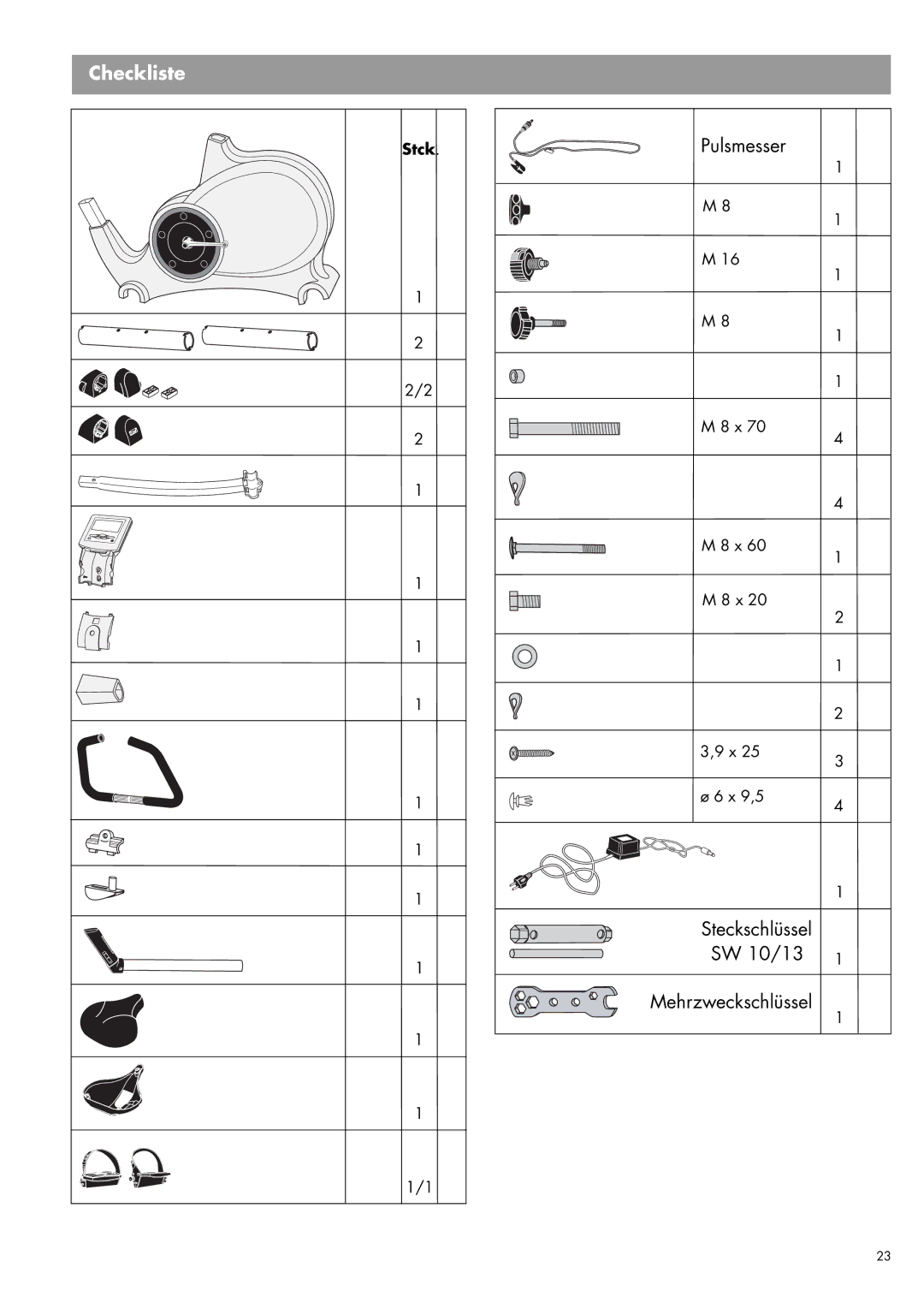 Kettler EX3 manual Checkliste 