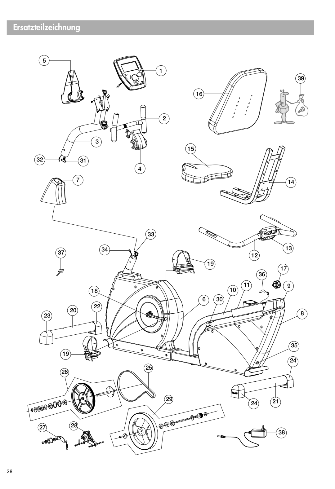 Kettler Exercise Bike manual Ersatzteilzeichnung 