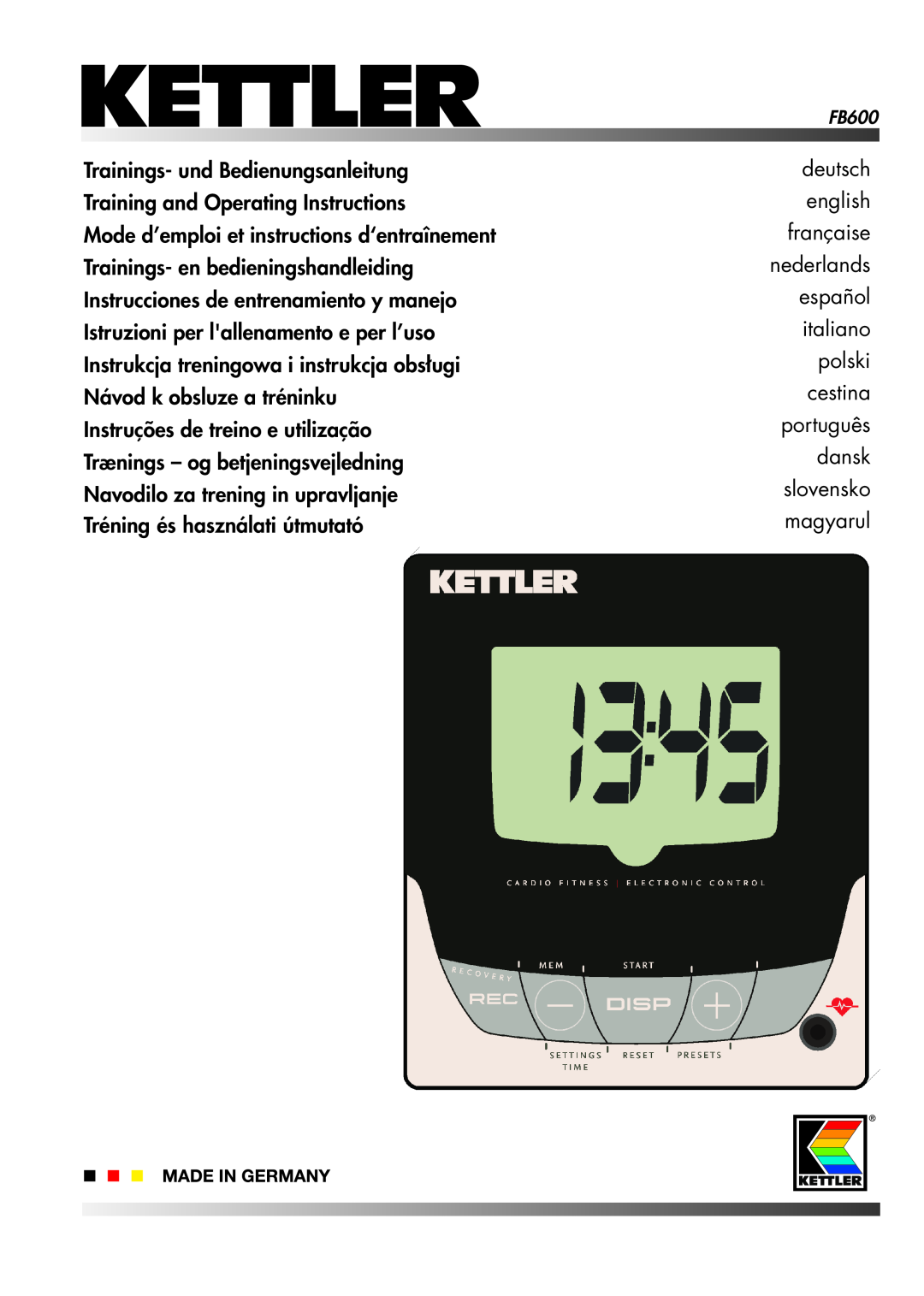 Kettler FB600 manual Trainings- und Bedienungsanleitung 