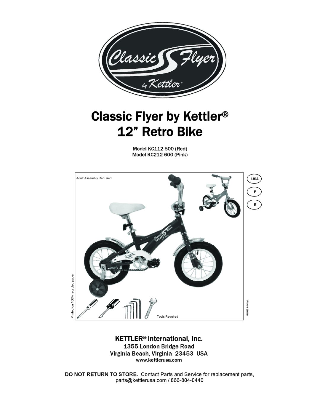 Kettler KC112-500, KC112-600 manual Classic Flyer by Kettler Retro Bike 