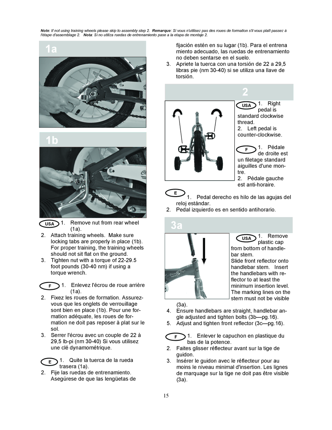 Kettler KC112-500, KC112-600 manual Remove nut from rear wheel 