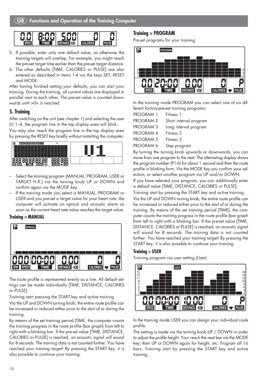 Kettler SM 2855 manual Training Program, Pre-set programs for your training, Step program 