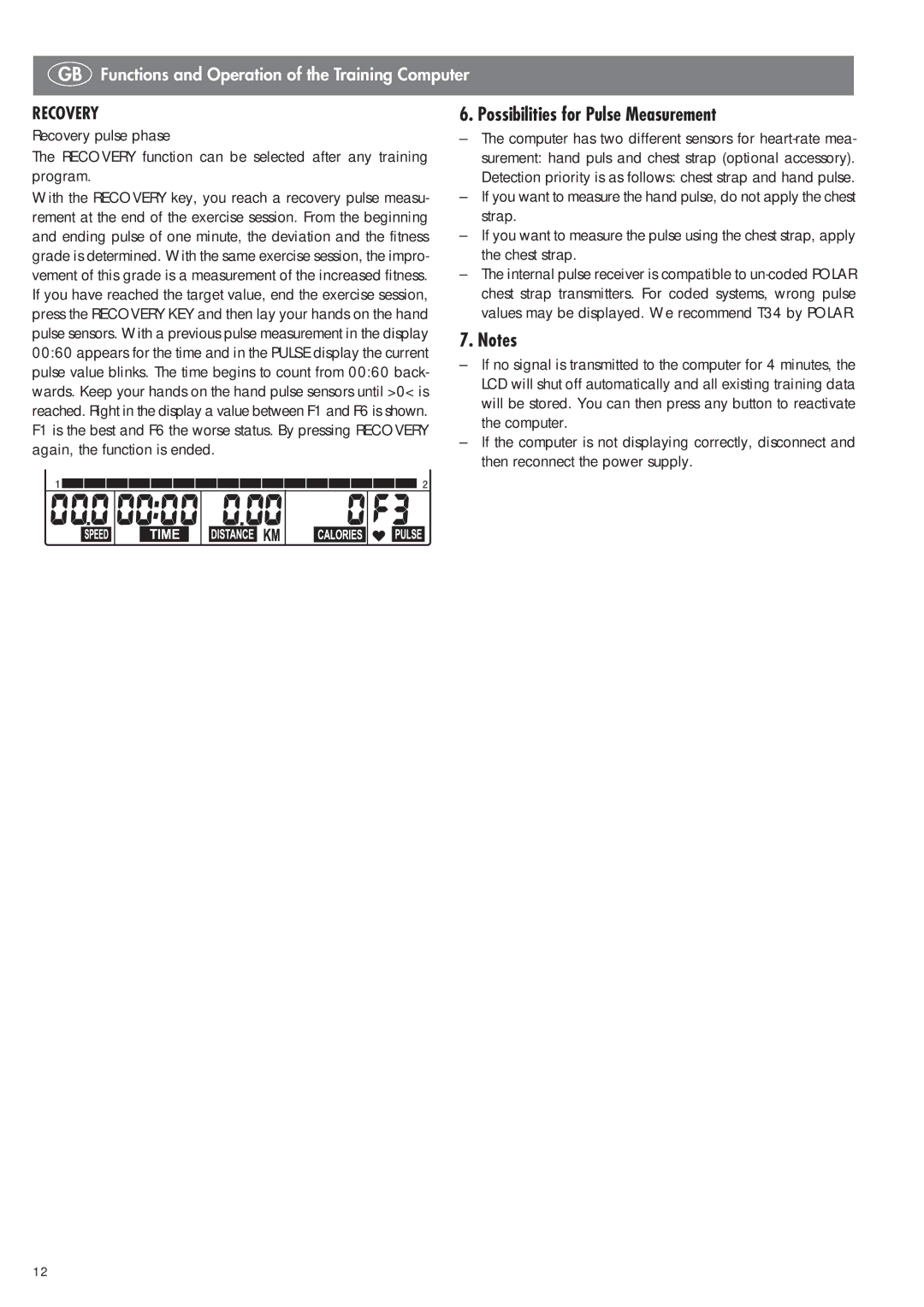 Kettler SM 2855 manual Possibilities for Pulse Measurement 