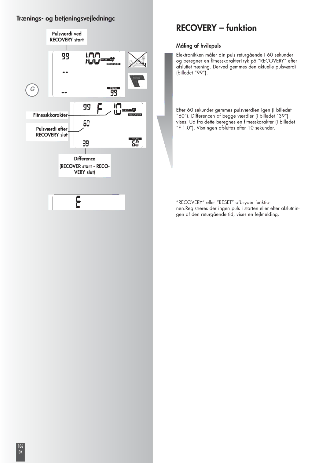 Kettler ST2520-64 operating instructions Måling af hvilepuls, 106 