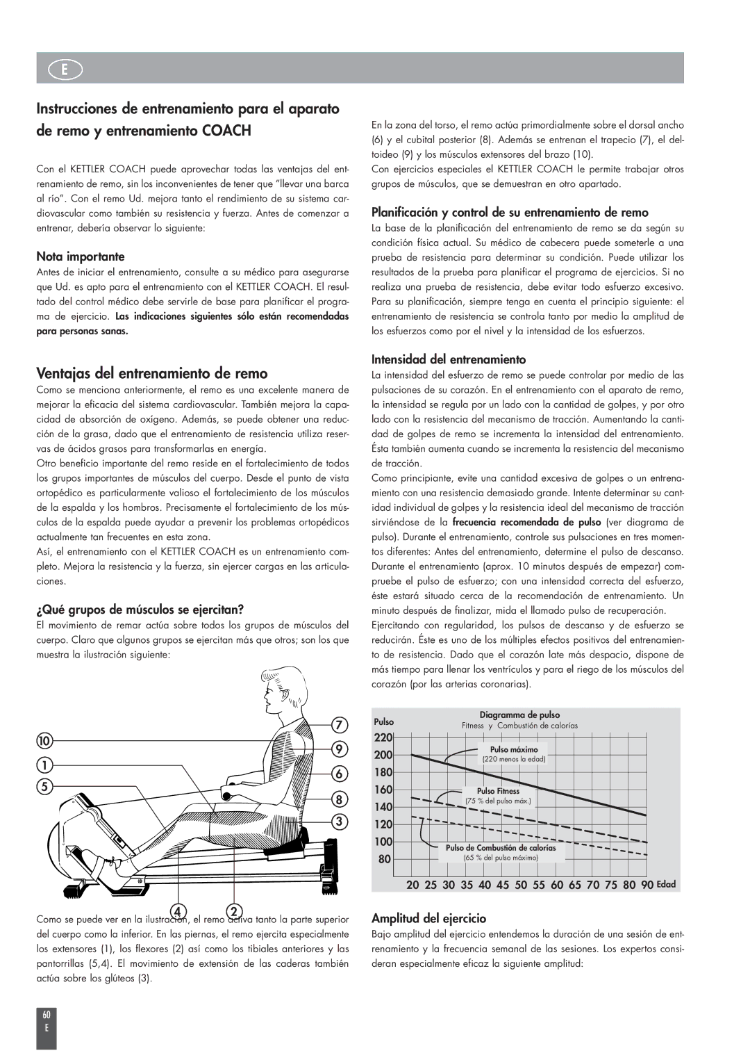 Kettler ST2520-64 operating instructions Ventajas del entrenamiento de remo 