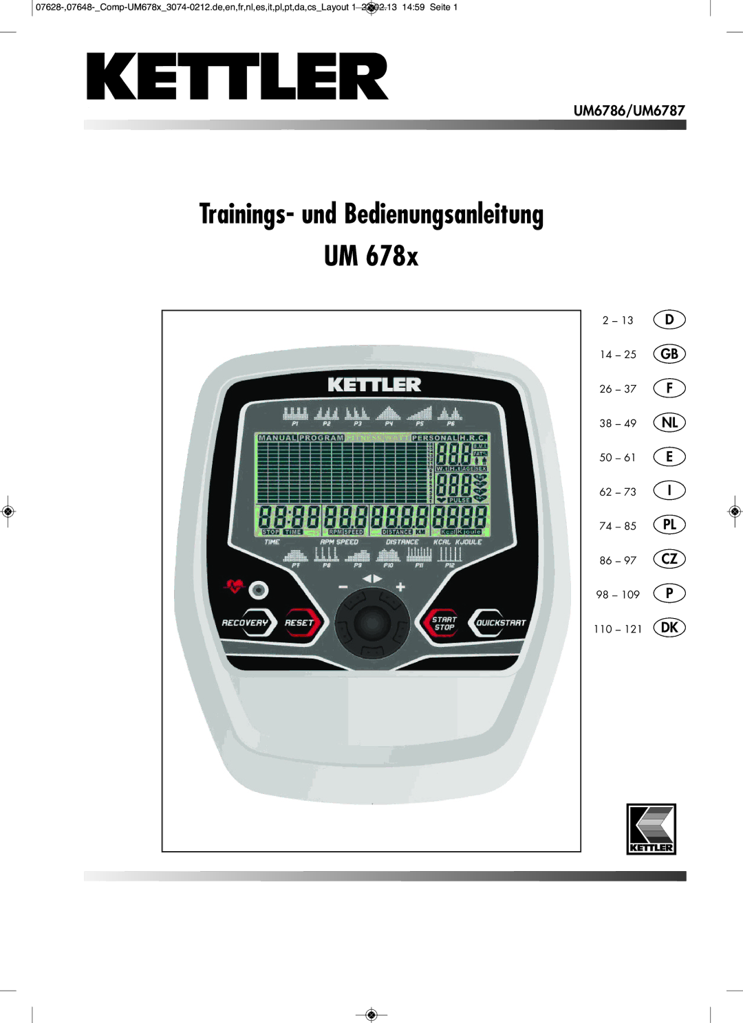 Kettler manual UM6786/UM6787, 110 