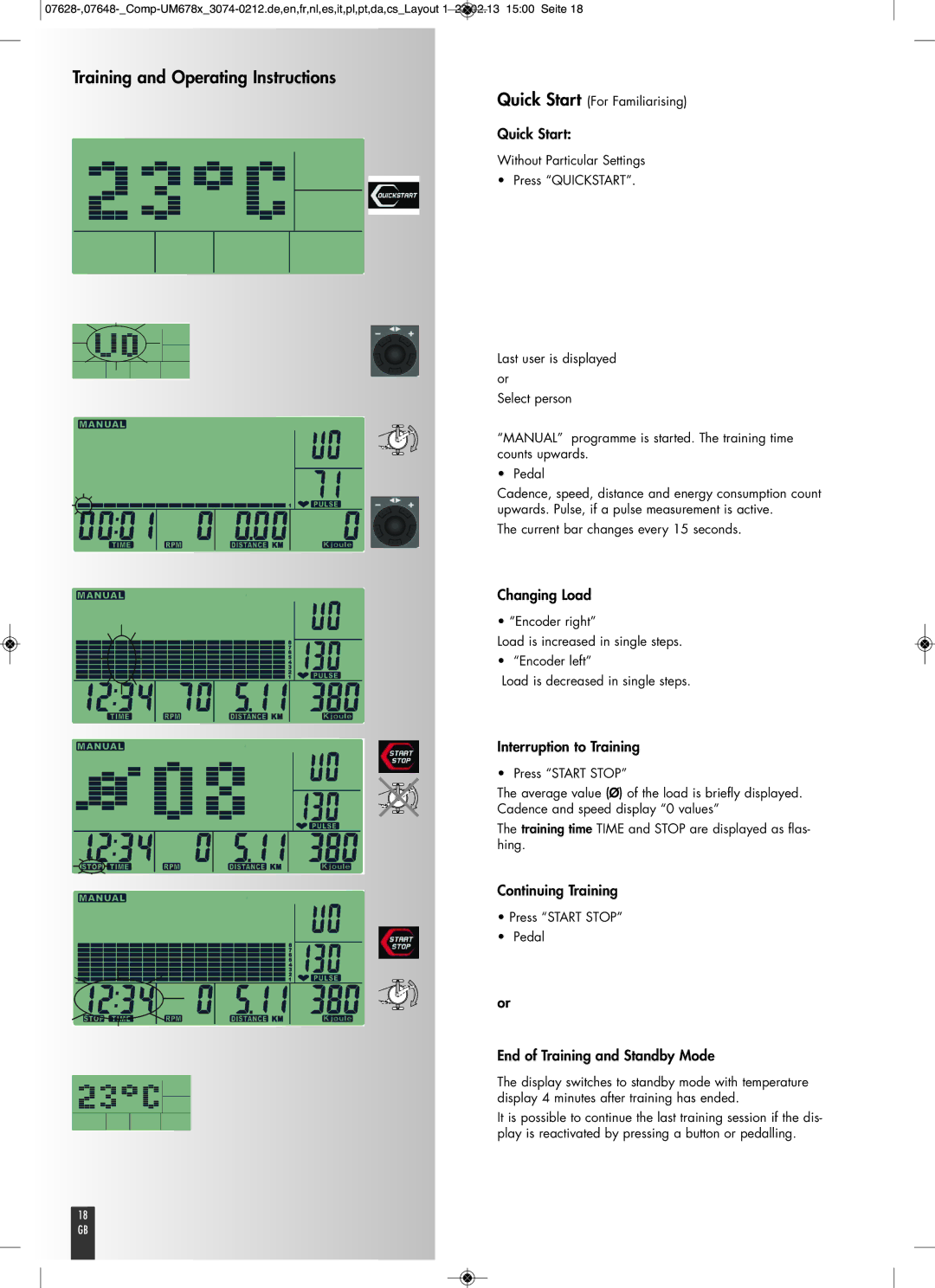 Kettler UM6786, UM6787 manual Training and Operating Instructions 