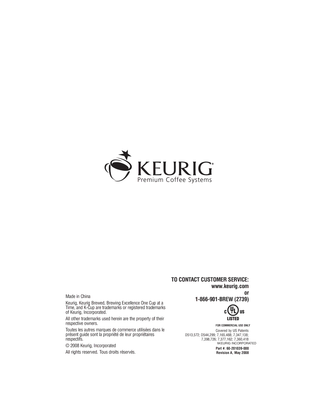 Keurig B145 manual Brew 