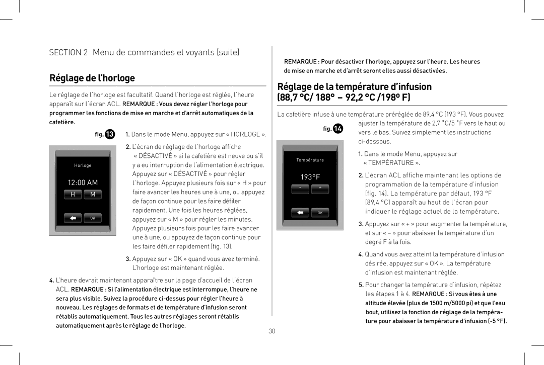 Keurig B150 owner manual Réglage de l’horloge 