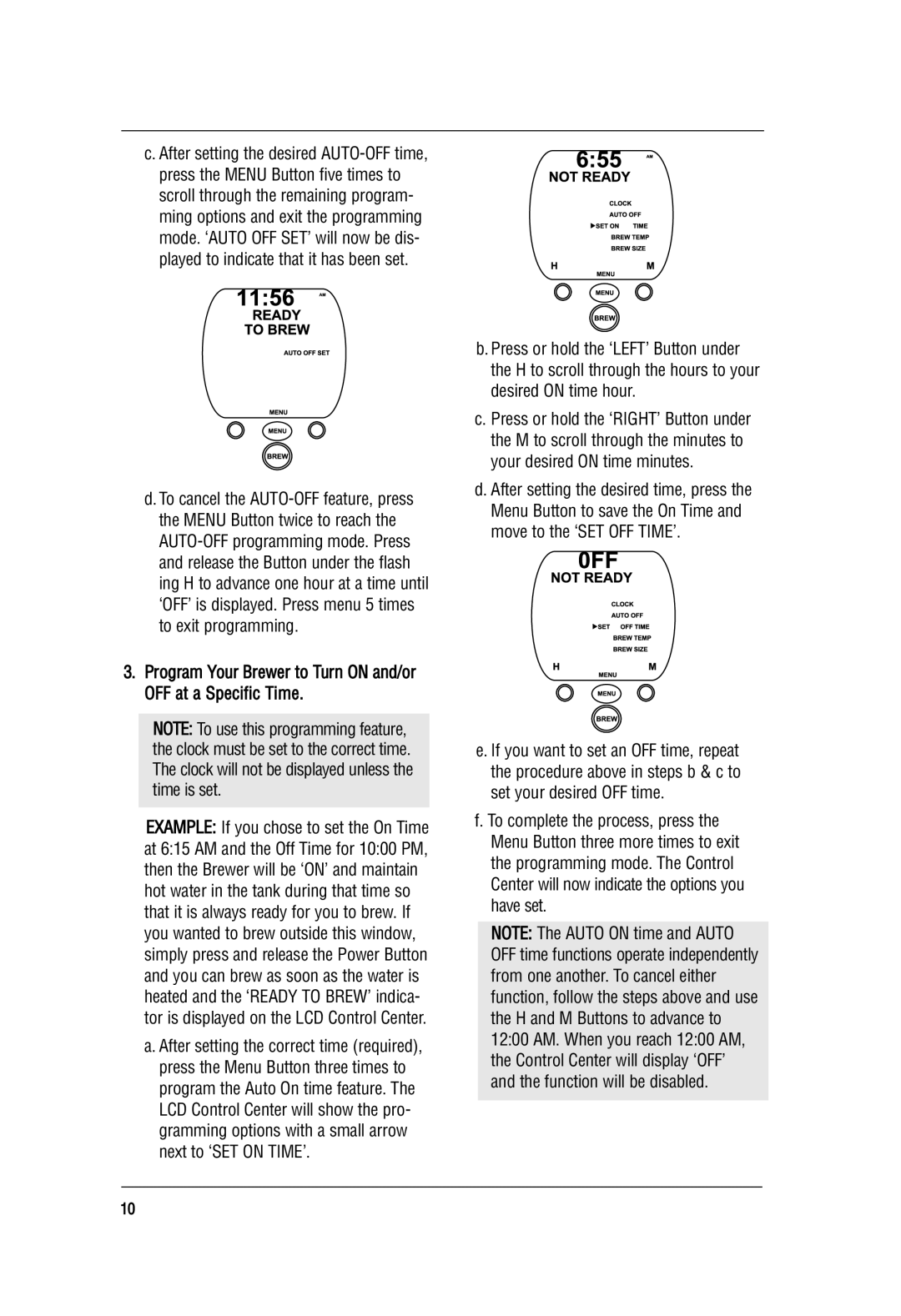 Keurig B70 manual Program Your Brewer to Turn on and/or OFF at a Specific Time 