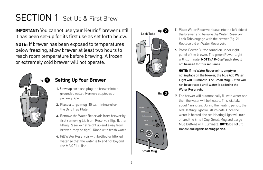 Keurig K40, K45 owner manual Set-Up & First Brew, Setting Up Your Brewer 