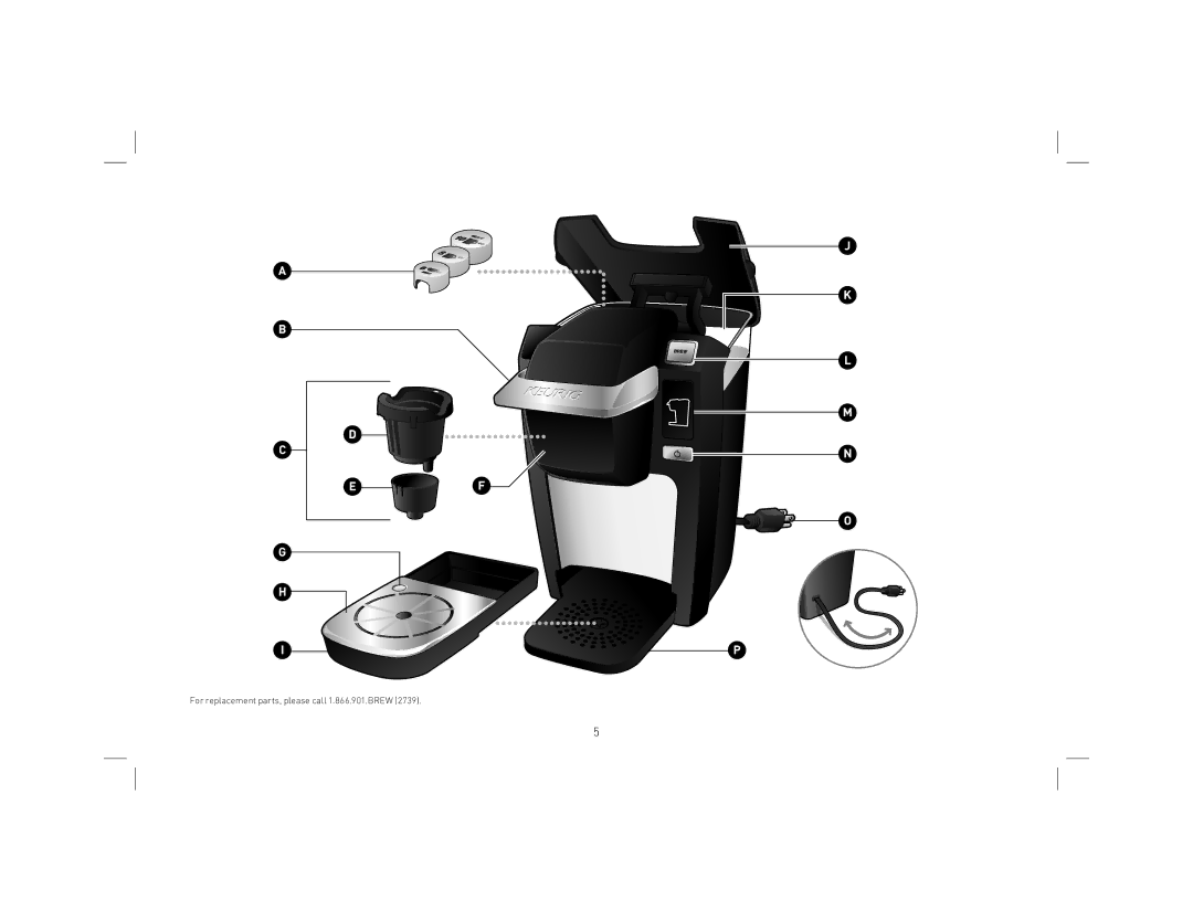 Keurig KB31 owner manual For replacement parts, please call 1.866.901.BREW 