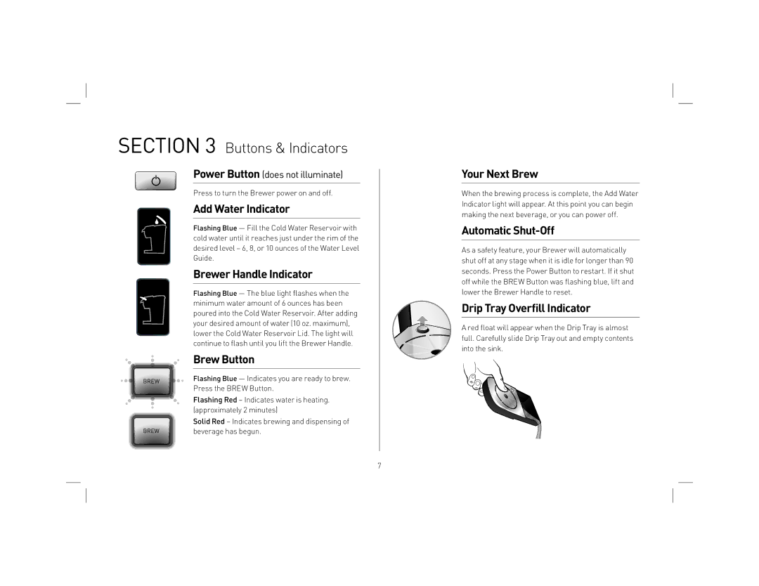 Keurig KB31 owner manual Buttons & Indicators 