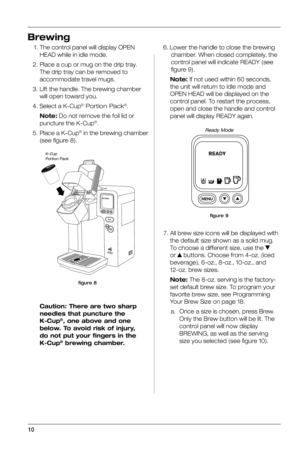 Keurig SS-700BK manual Brewing 